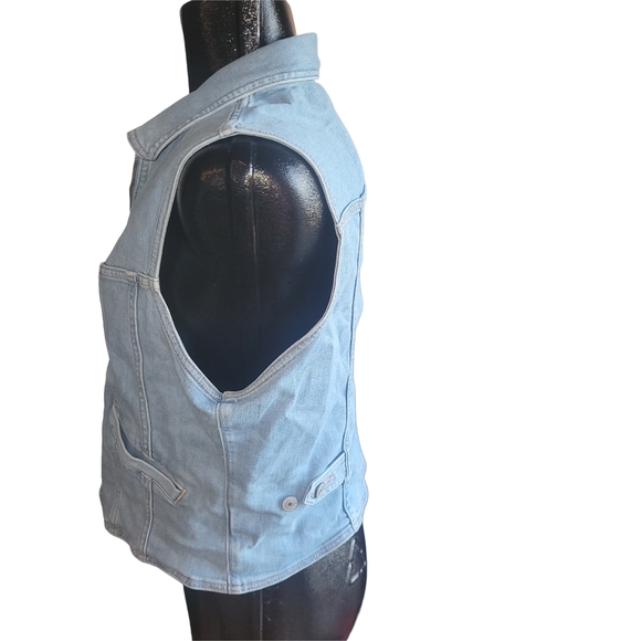 American Eagle Light Wash Denim Zippered Vest L - Picture 4 of 6